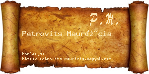 Petrovits Maurícia névjegykártya